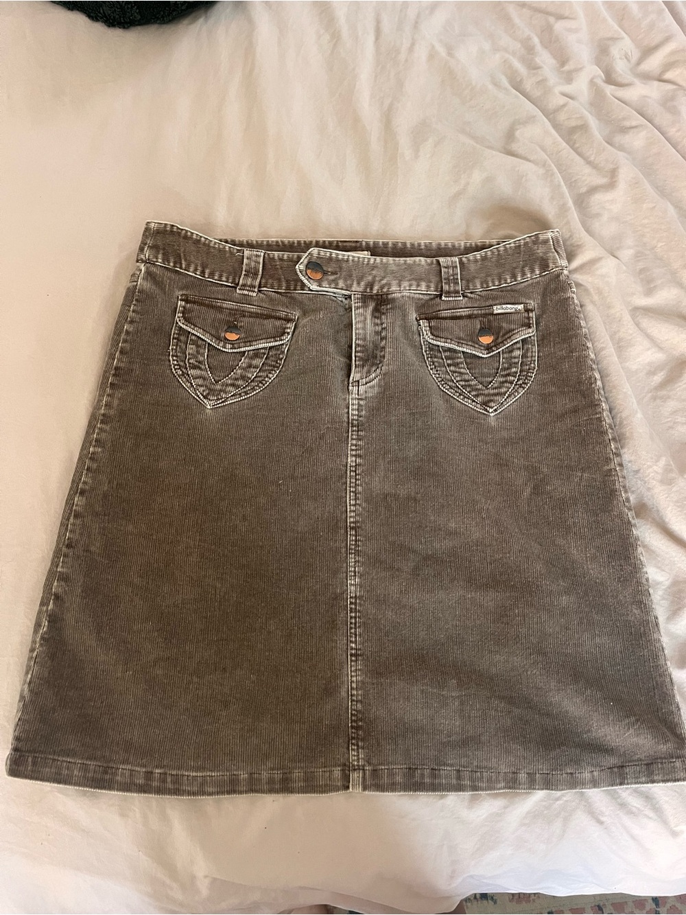 Billabong Washed Corduroy A-Line Skirt in Taupe